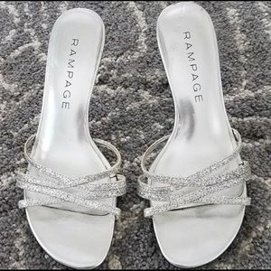 Frankie silver glitter kitten heel dress sandals